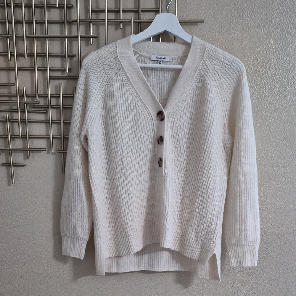 Madewell Cream Cardigan with Button Accents - Picture 1 of 5
